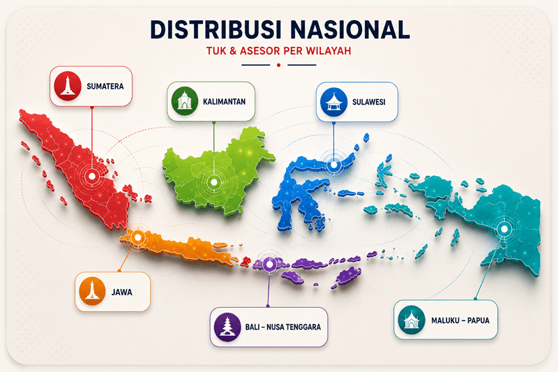 Peta Distribusi Nasional Asesor dan TUK LSP KOPRINDO